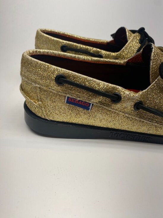 Sebago Mens Portland Glitter Yellow Gold & Black Loafer Sz 8 main image 5